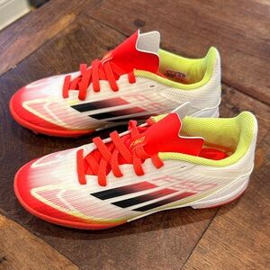 adidas F-50 Kids Neon Yellow, White & Red Soccer Turf Sneakers